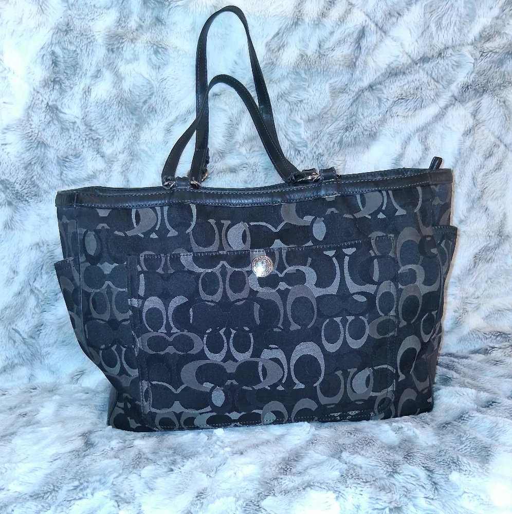 Coach Black and Gray 06' Baby Bag with Signature Monogram